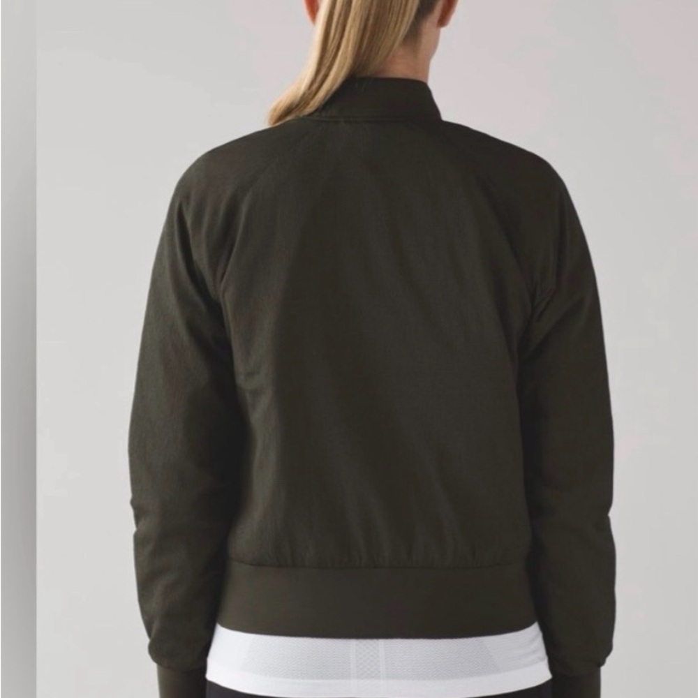 Lululemon Non Stop Bomber Reversible Full Zipper Jacket Dark Olive Green Size 6 - Picture 5 of 6